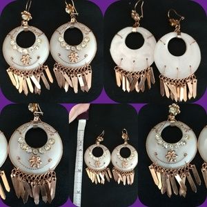 MY MOM'S JEWELRY GOLD AND WHITE EARRINGS